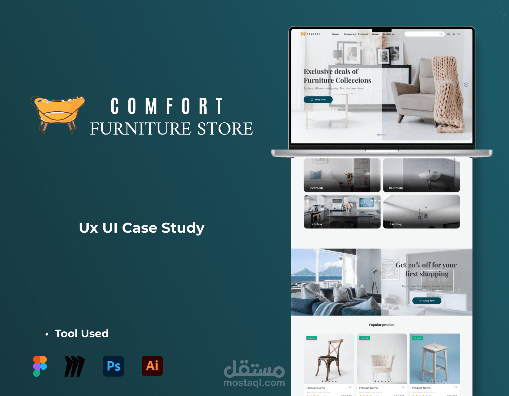 Comfort Furniture Store UX UI Case Study مستقل