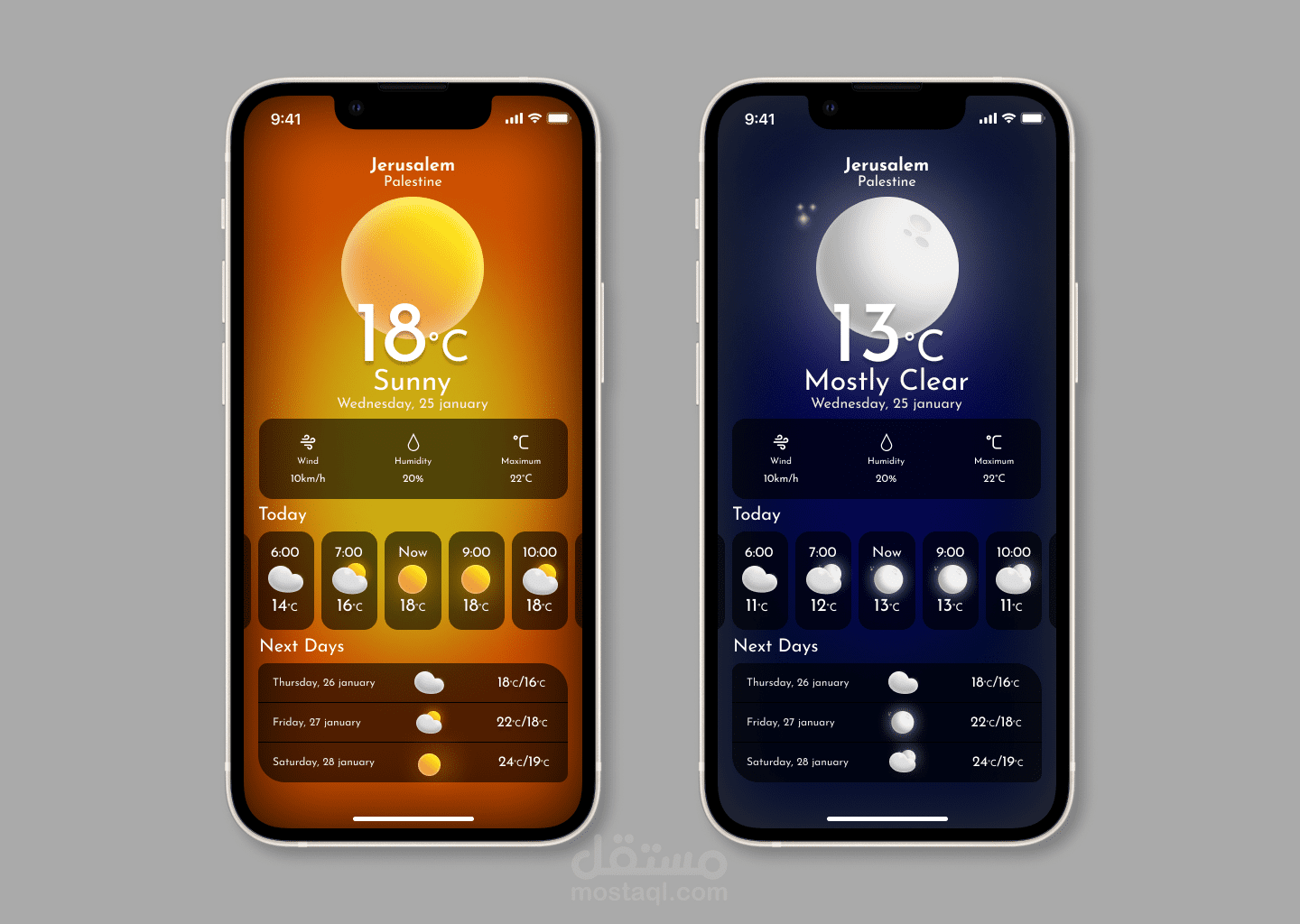 weather app ui design مستقل