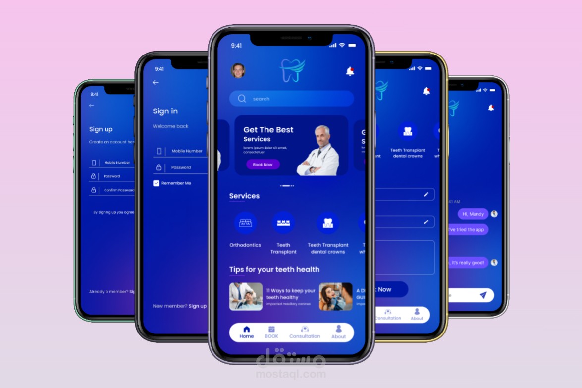 dental clinic booking app مستقل