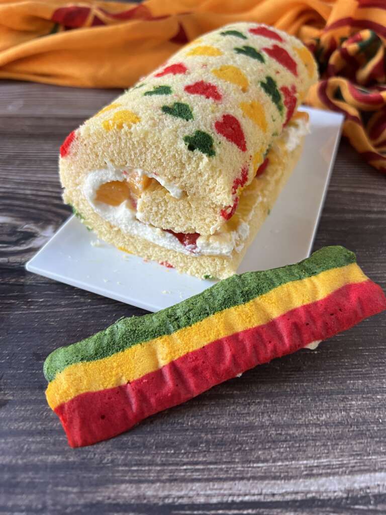 heart decorated swiss roll