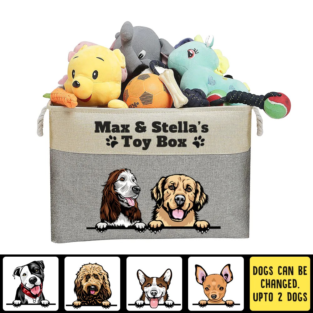 Personalized Dog Name and Breed Toy Box Mostly Paws