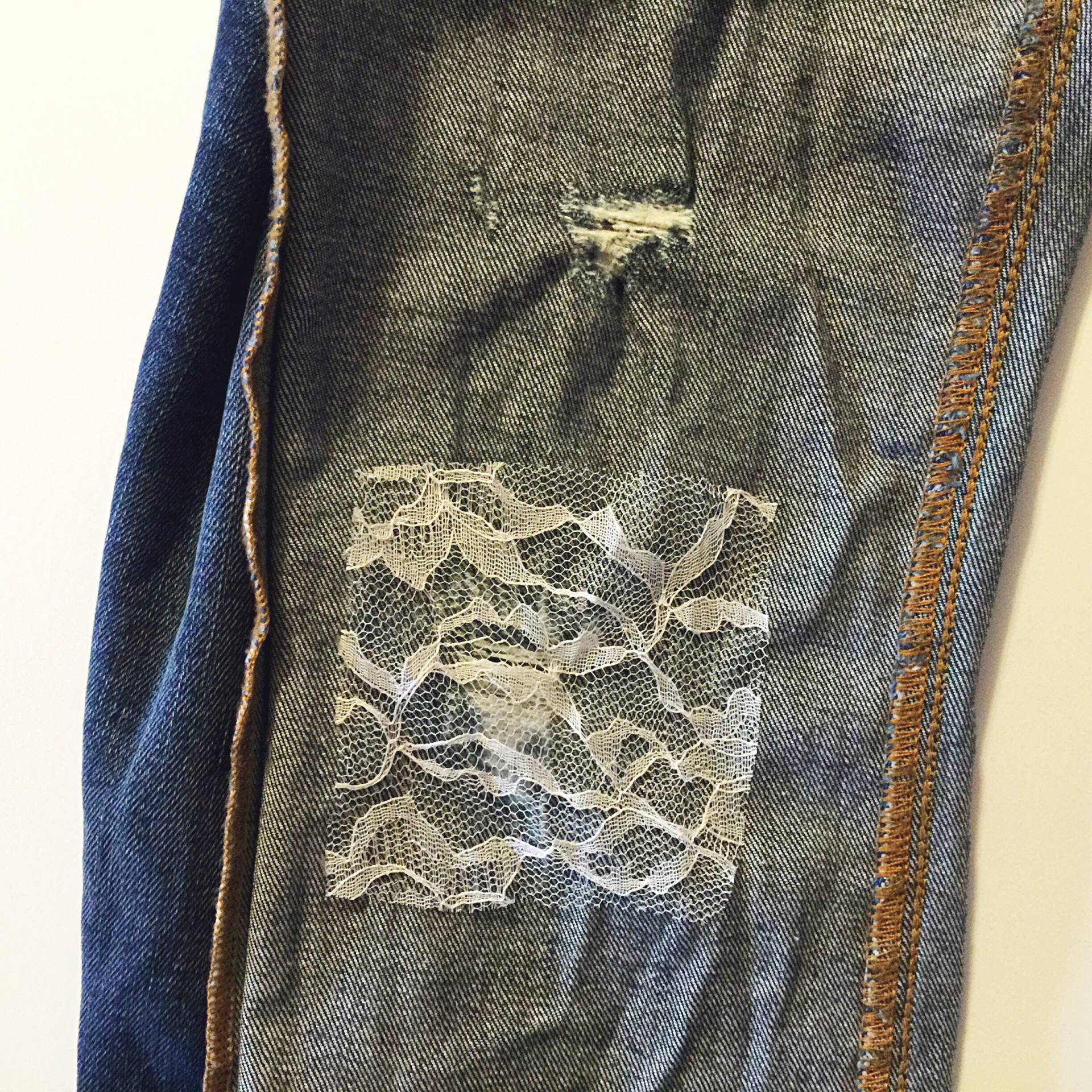 Distressed Jeans Lace Patch