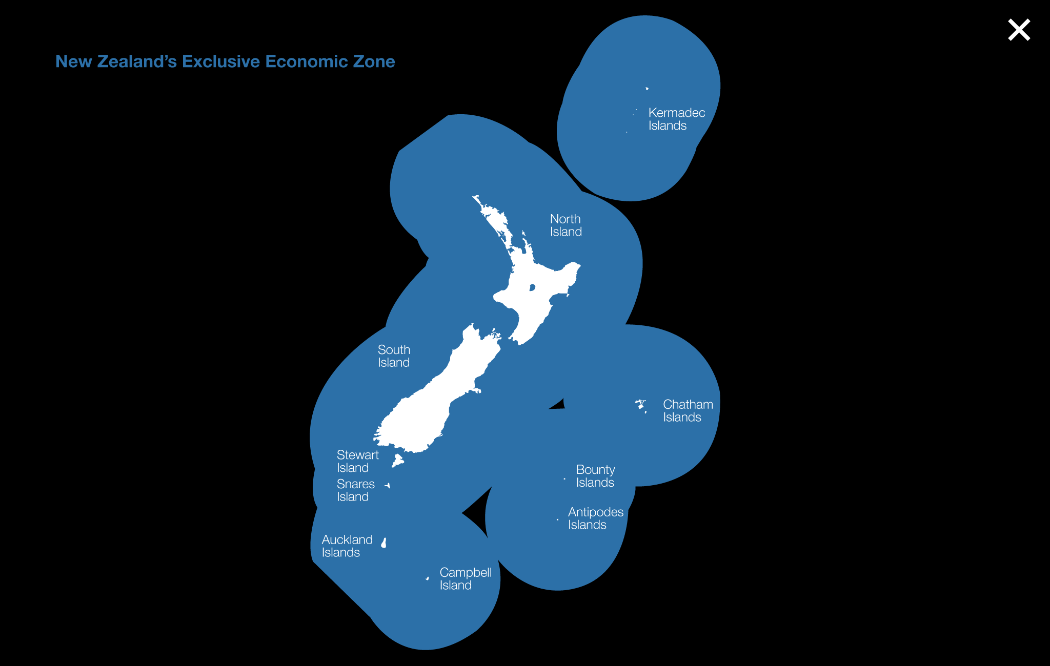 New Zealand has the most ocean