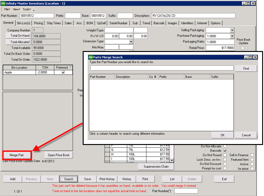 Merge Duplicate Parts with Different Part Numbers Motility Software
