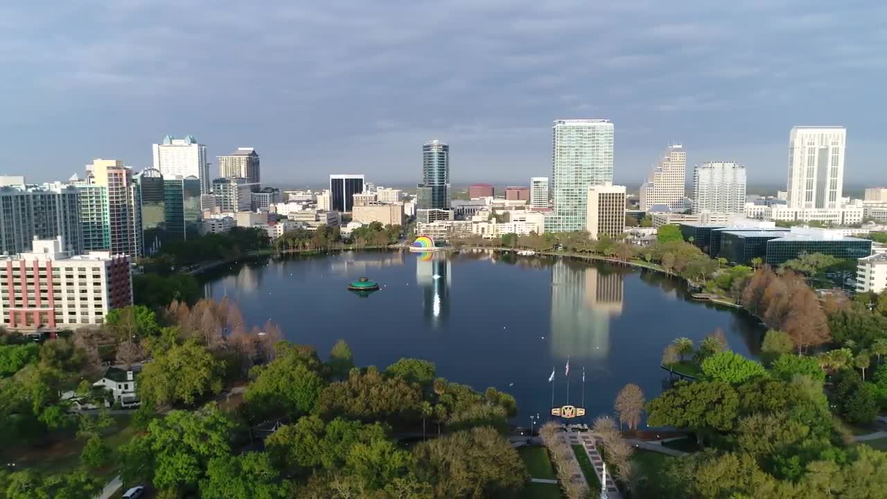Aerial View Of Lake Eola Park And... Stock Video Motion Array
