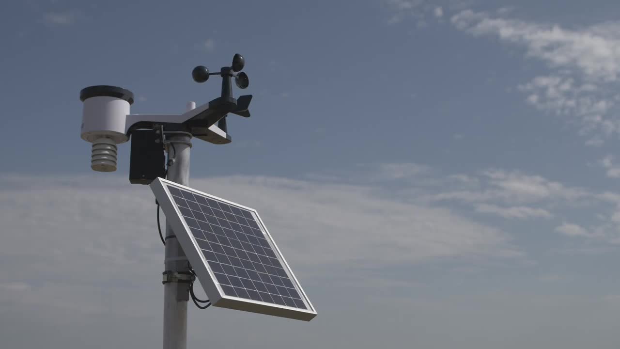 Solarpowered Weather Station Stock Video Motion Array