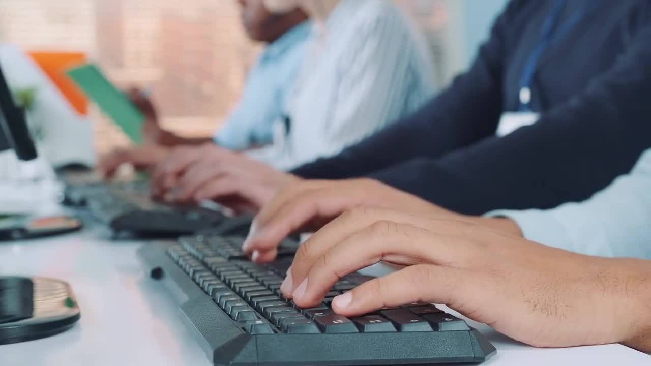 Operators Hands Typing On Keyboard Stock Video Motion Array