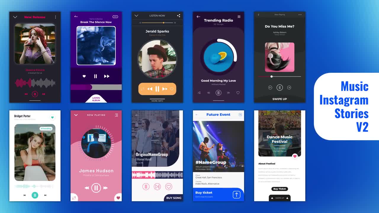 Music Instagram Stories V2 After Effects Templates
