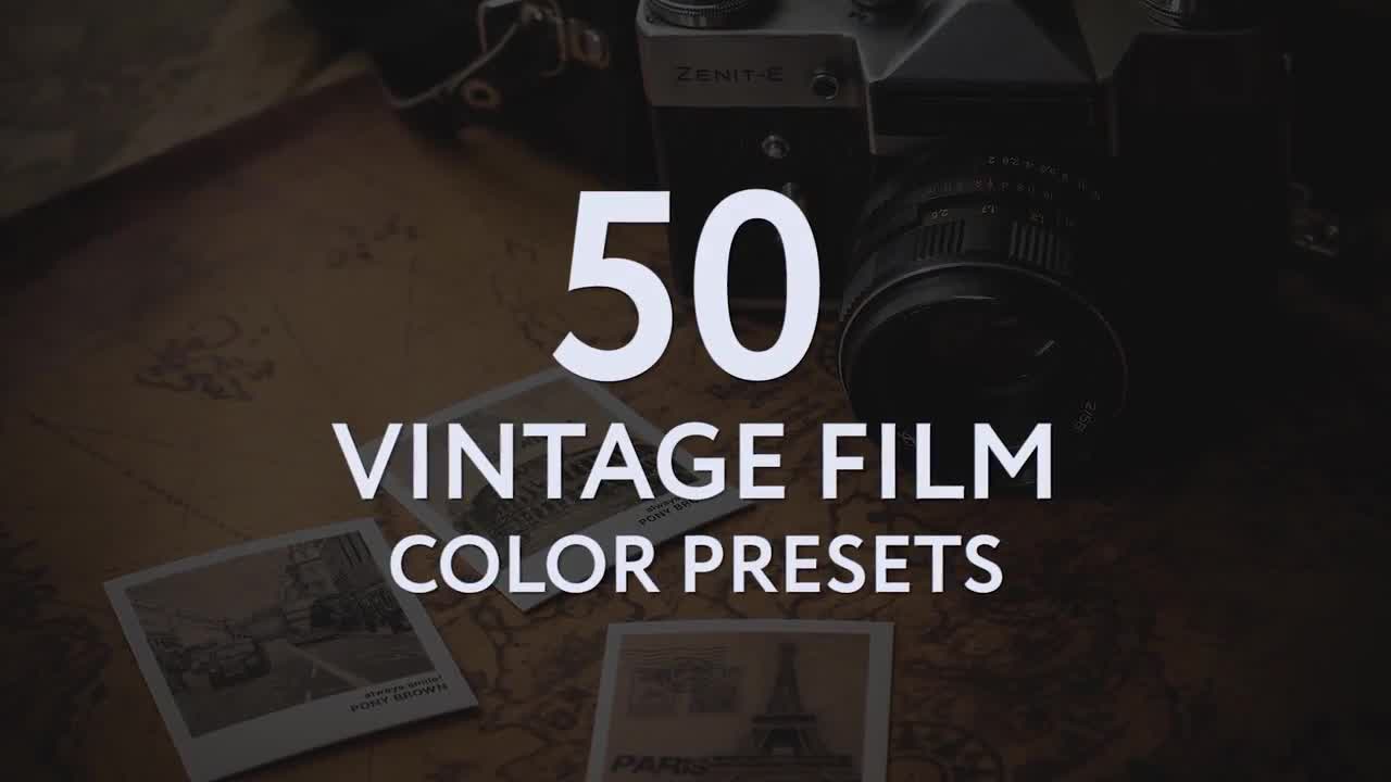 50 Vintage Film Color Presets Premiere Pro Presets Motion Array