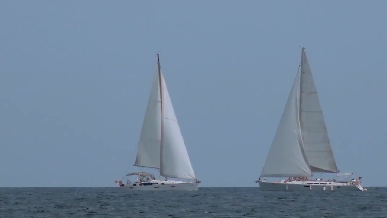 Two Sailing Boats At Sea Stock Video Motion Array