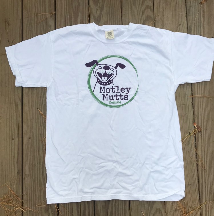 MMR Dog Logo TShirt Unisex, White Motley Mutts Rescue
