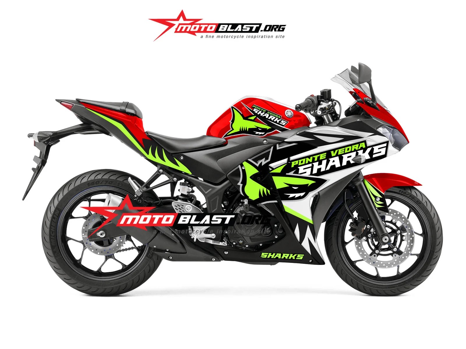 Modifikasi Striping Yamaha R25 Blue N Red Shark Green Lime