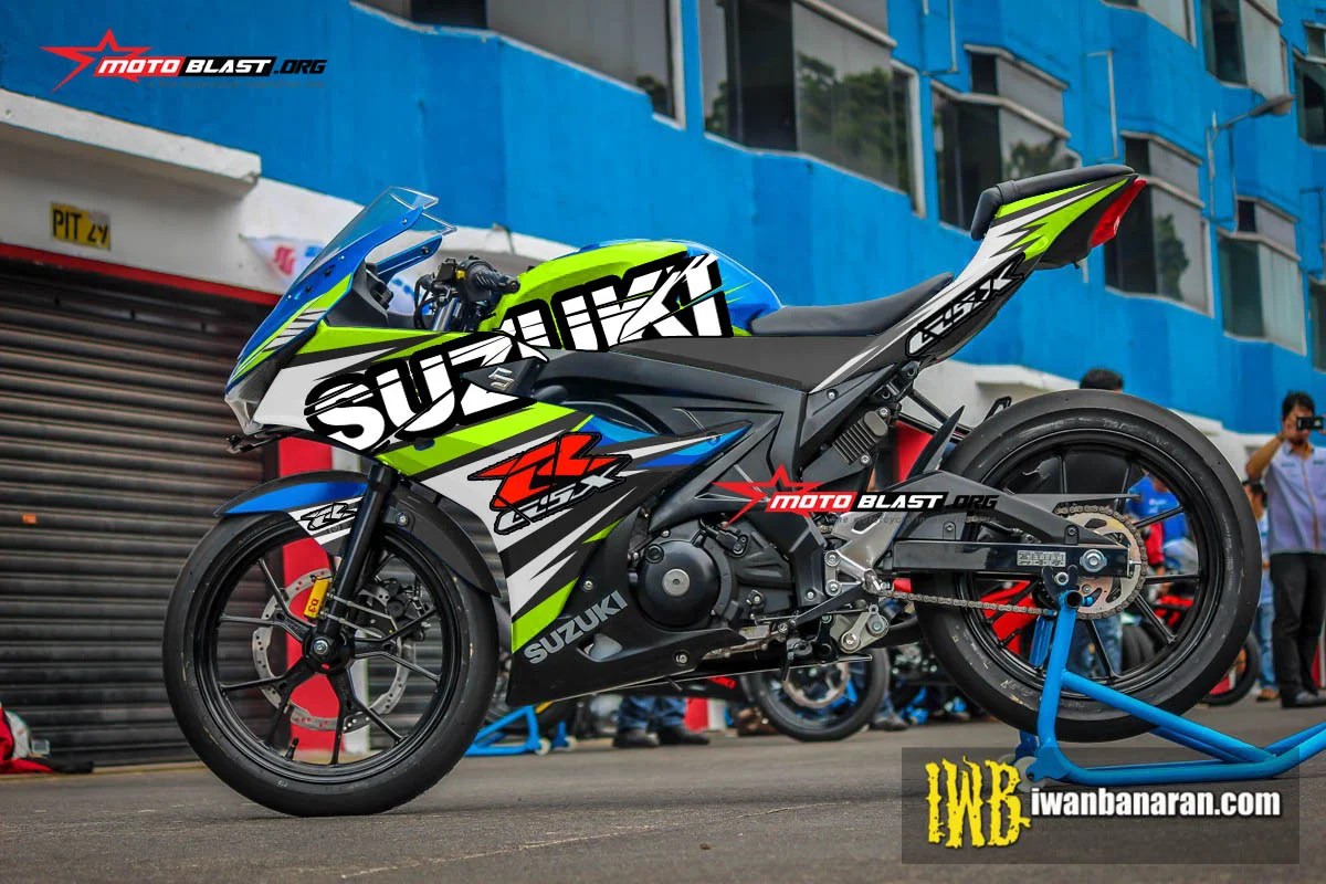 Modifikasi Striping Terbaru Suzuki GSX R150 Puzzle Green Lime