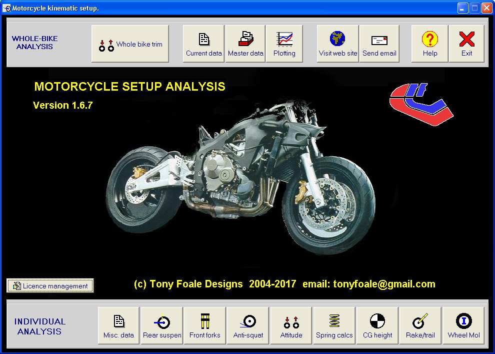 Motorcycle setup software » Motochassis by Tony Foale