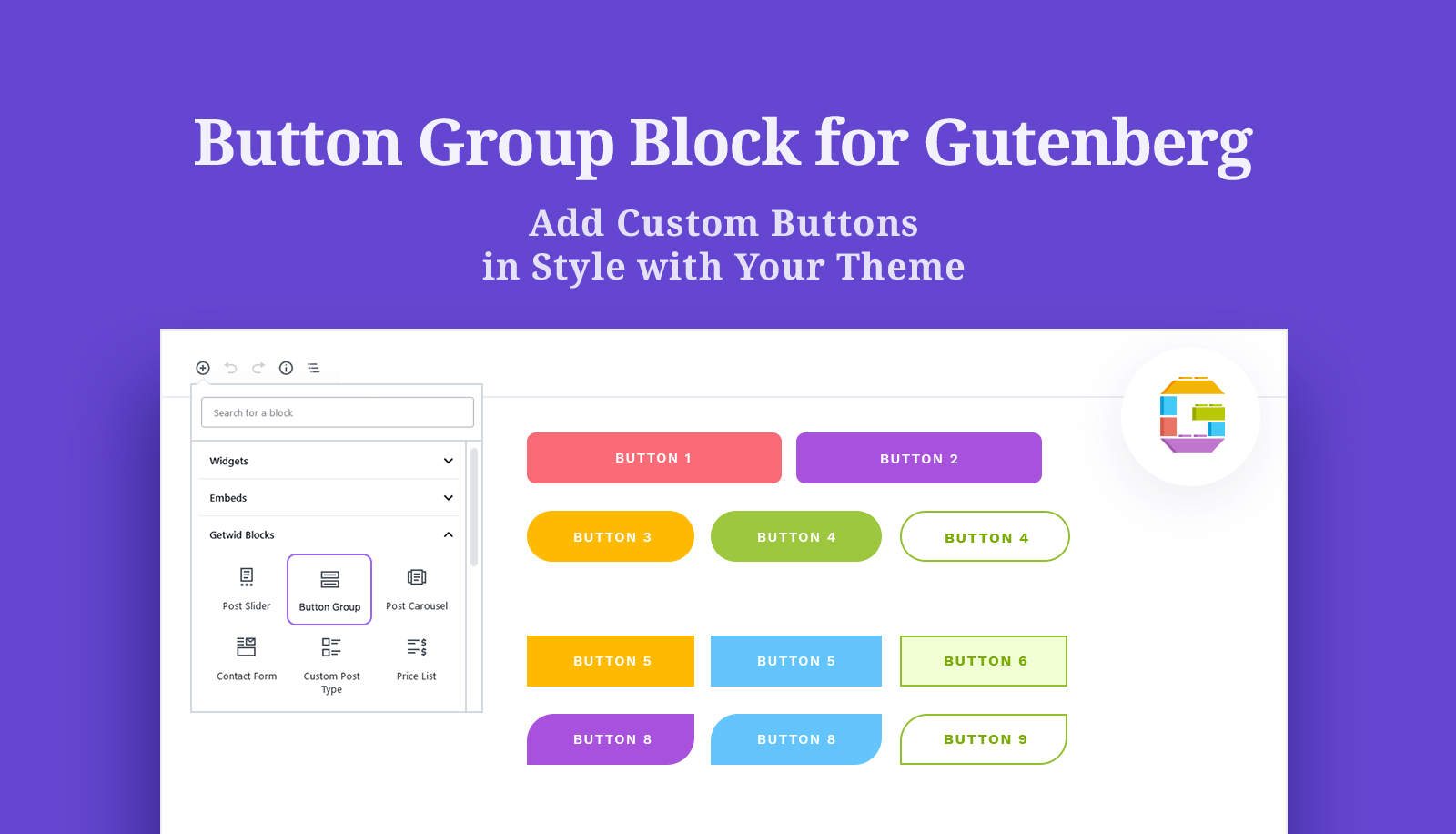 Getwid Blocks Button Group Gutenberg Block MotoPress