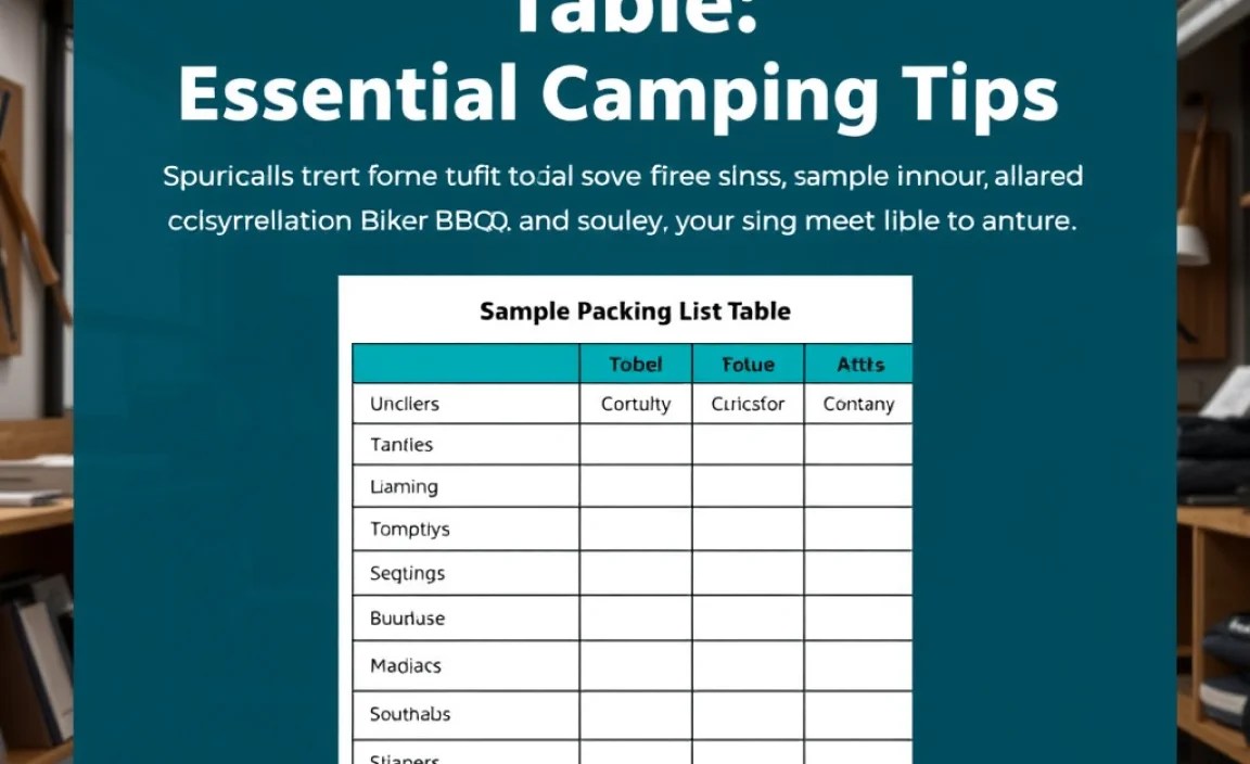 Sample Packing List Table