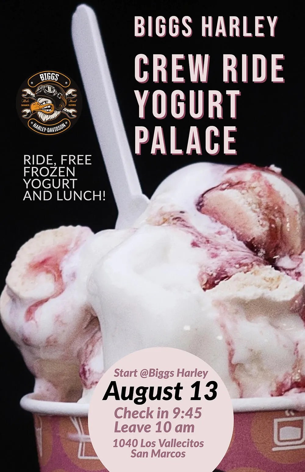 Biggs Harley Crew Ride To Yogurt Palace