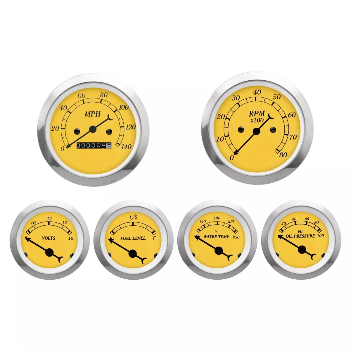 Automotive UNIVERSAL 6 gauge white gps speedometer gauge set STREET ROD