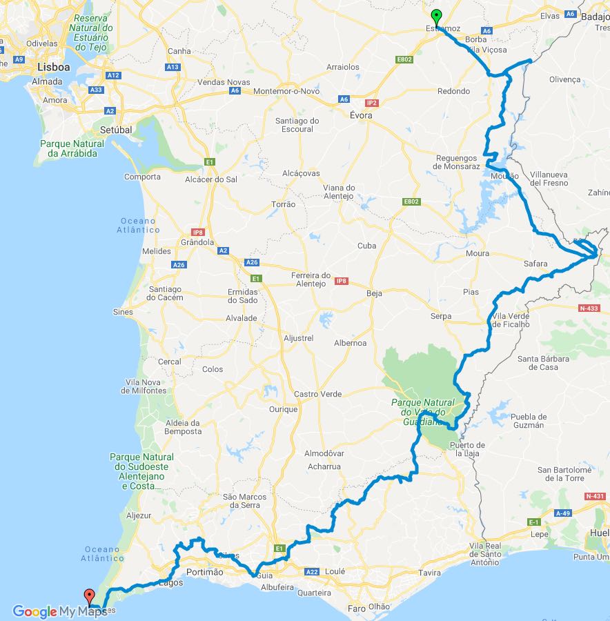 Do Norte (Tourém) a Sul de Portugal (Cabo de São Vicente) ligado por estradas menos conhecidas. 30 2021 06 06 - MotoX