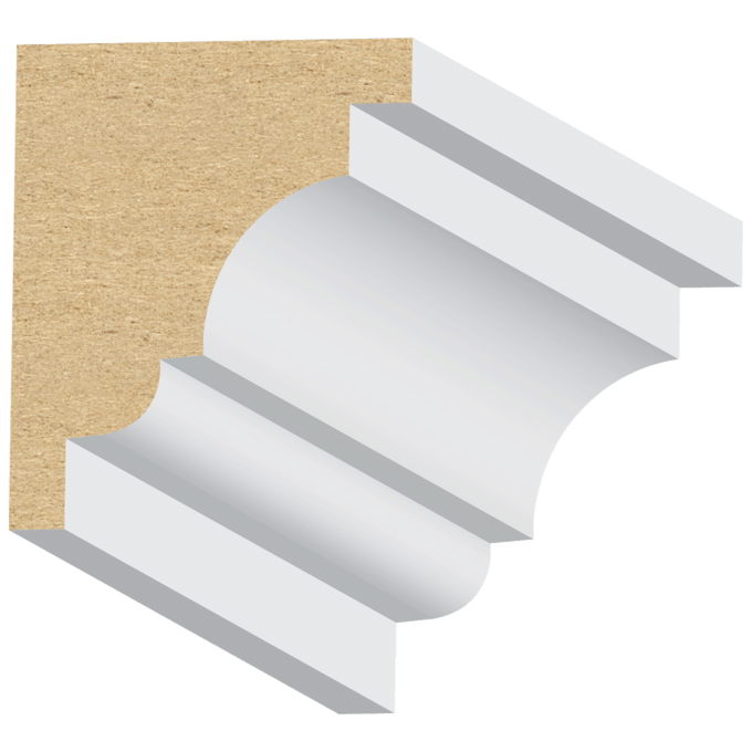 Pediment MDF Crown Moulding 13/16" x 11/2" MouldingBase