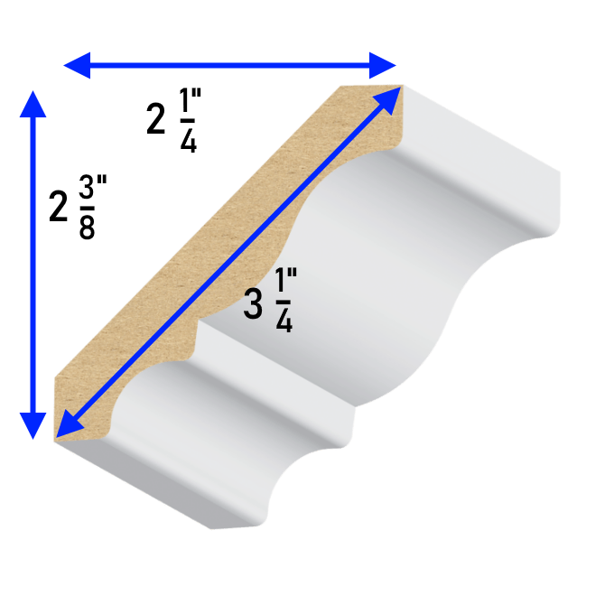 Colonial MDF Crown Moulding 9/16″ x 31/4" MouldingBase