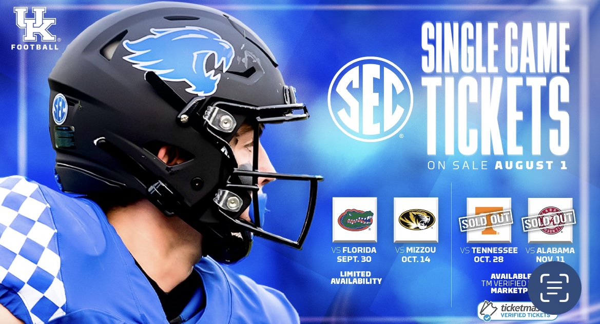 COLLEGE FOOTBALL Kentucky single game tickets, others on sale