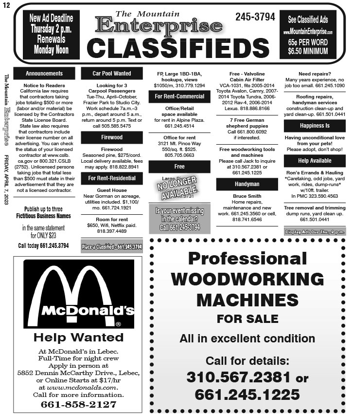 E12CLASS The Mountain Enterprise