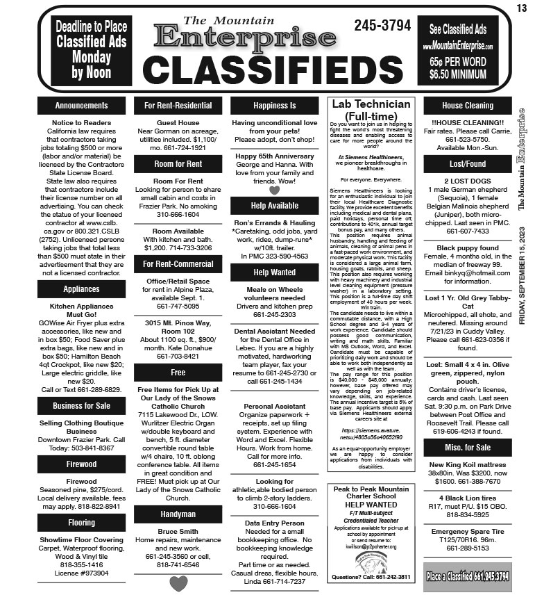 E13Class The Mountain Enterprise