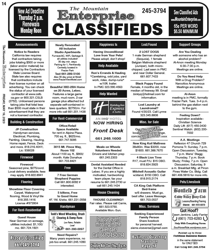 E14CLASS The Mountain Enterprise
