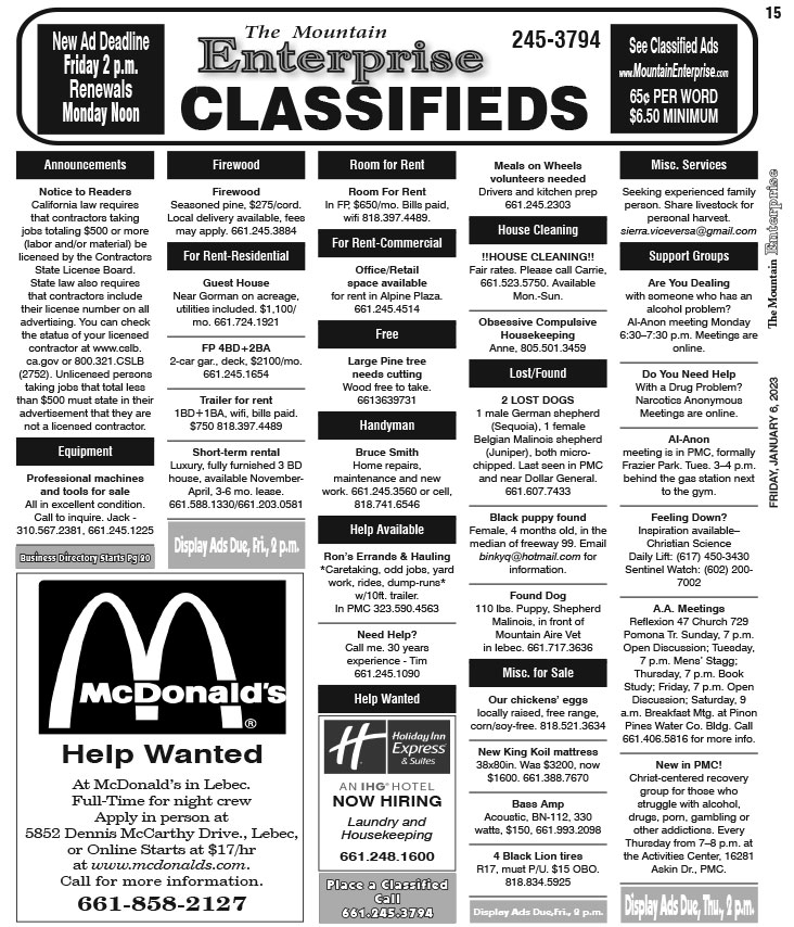 E15CLASS The Mountain Enterprise