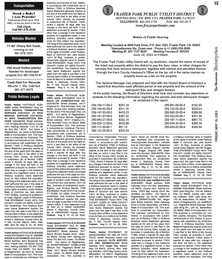 E15CLASS The Mountain Enterprise