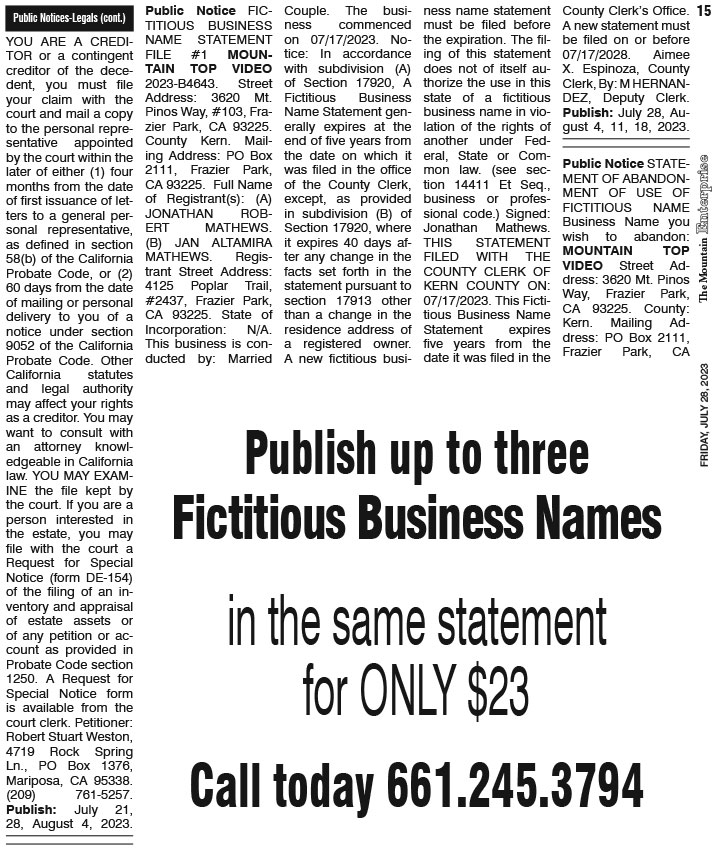 E15CLASS The Mountain Enterprise