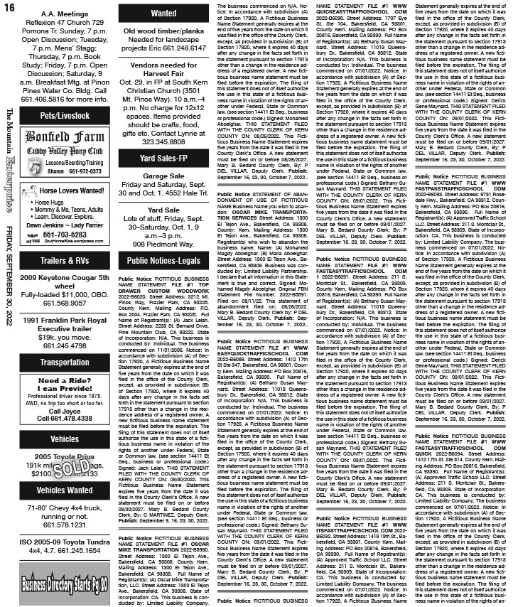 E16CLASS The Mountain Enterprise