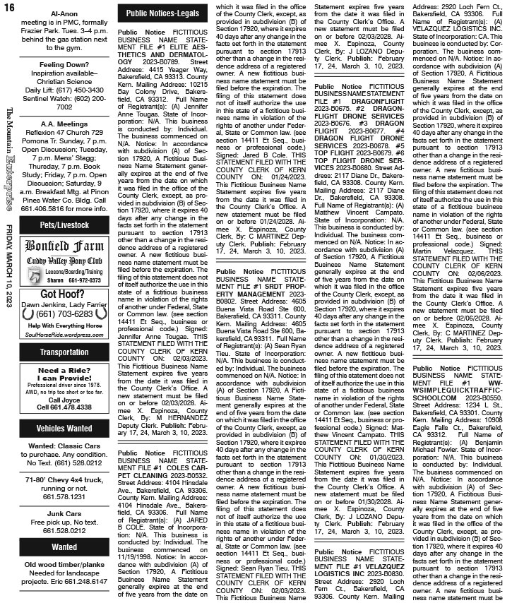 E16CLASS The Mountain Enterprise