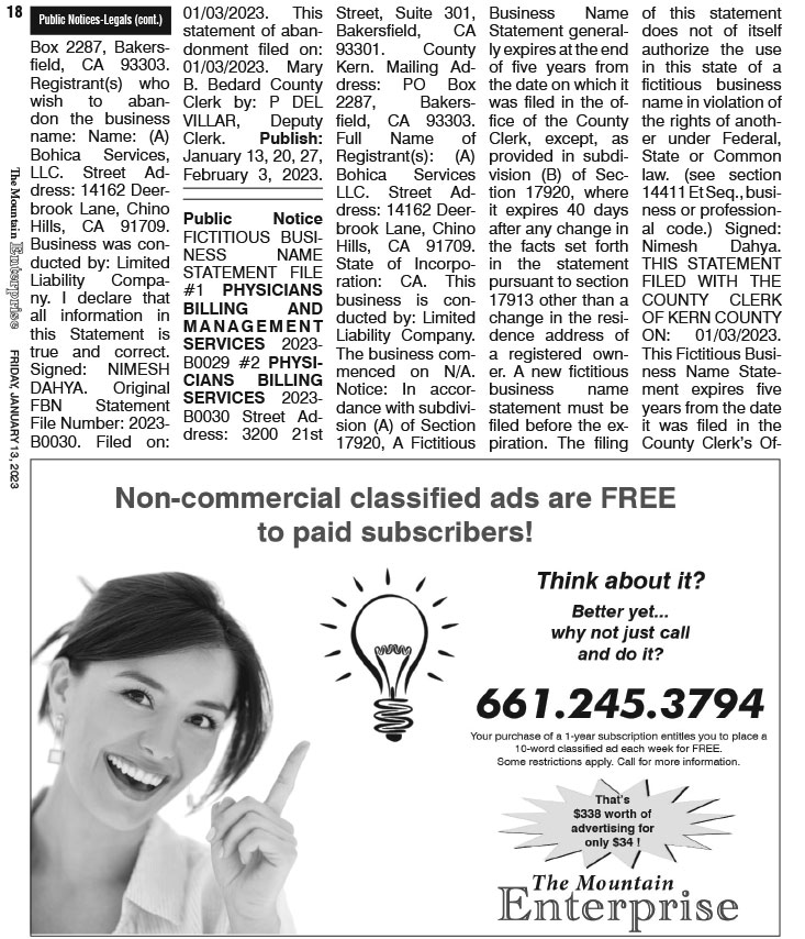 E18CLASS The Mountain Enterprise