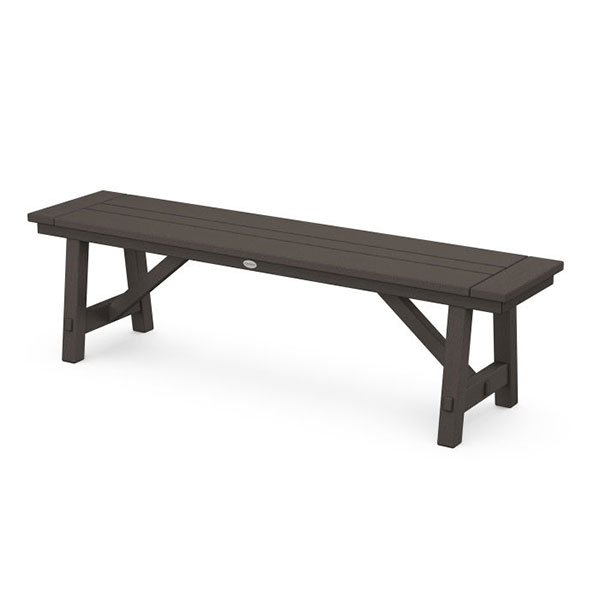 Polywood Rustic Farmhouse Bench 60" Vintage Coffee Mountain Home Center