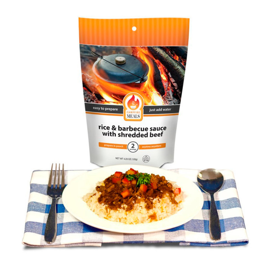 CARNE CON ARROZ Y SALSA BBQ COMIDA LIOFILIZADA 2 PORCIONES CAMPFIRE