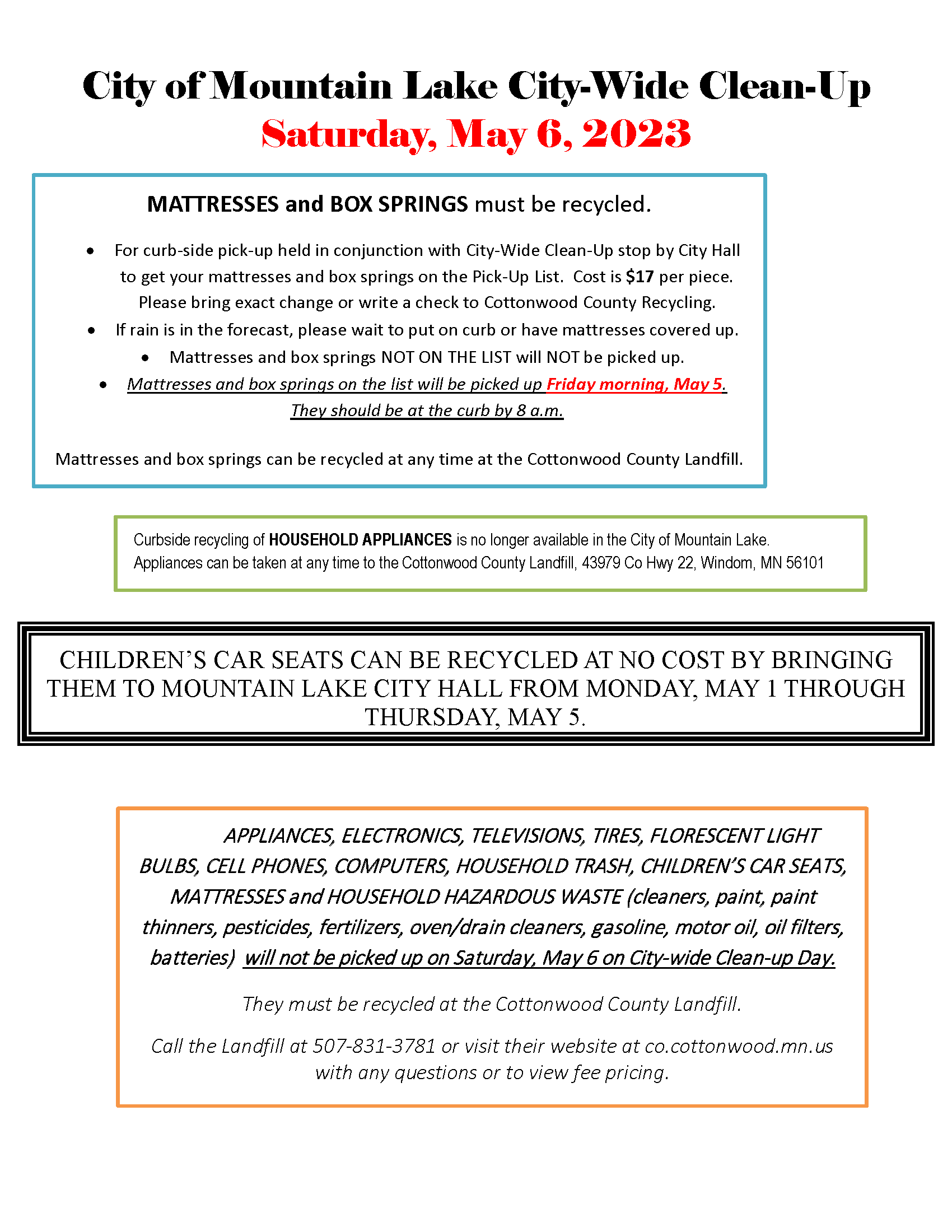 CityWide CleanUp City of Mountain Lake