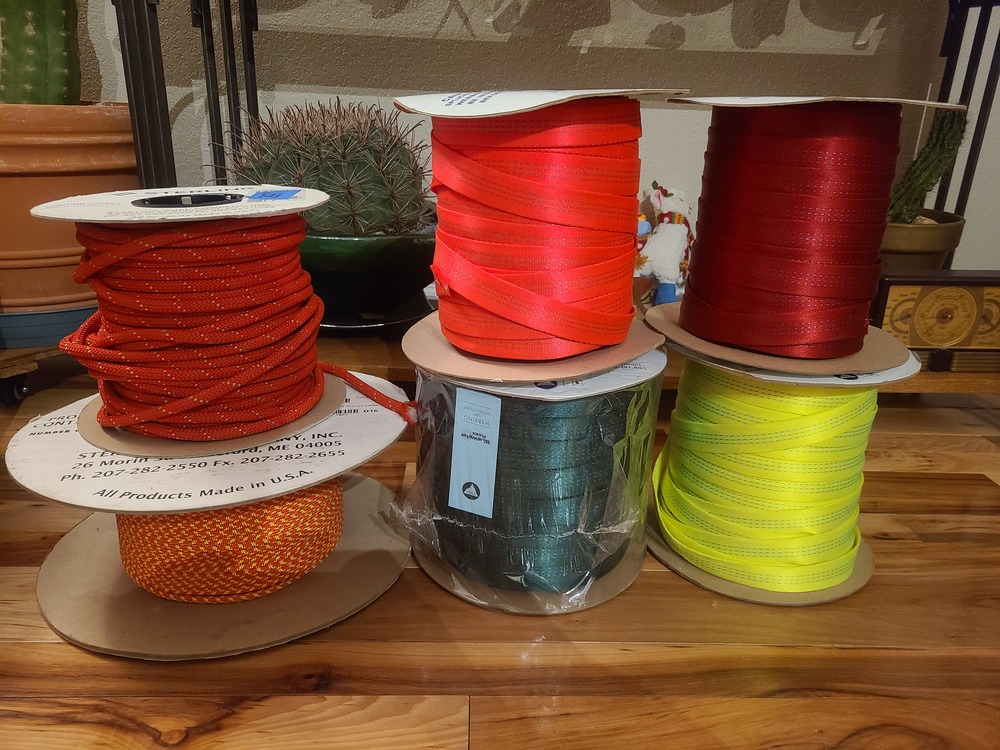 WTS Bulk 1" webbing, bulk 6&8mm accessory cord, and 36" & 48" nylon
