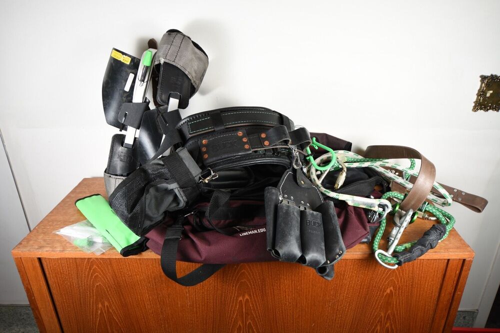 FS Buck Buckingham Lineman Climbing Gear Set Kit Big Mouth Bag