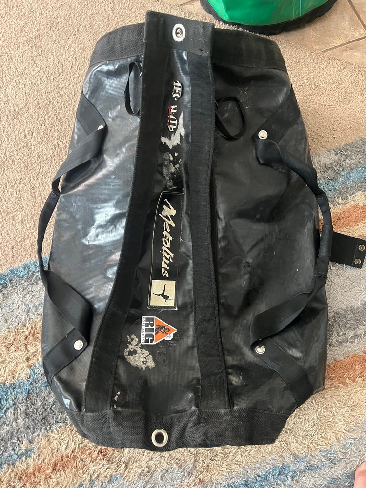 Haul bag, big wall harnesses, vinyl duffel bag