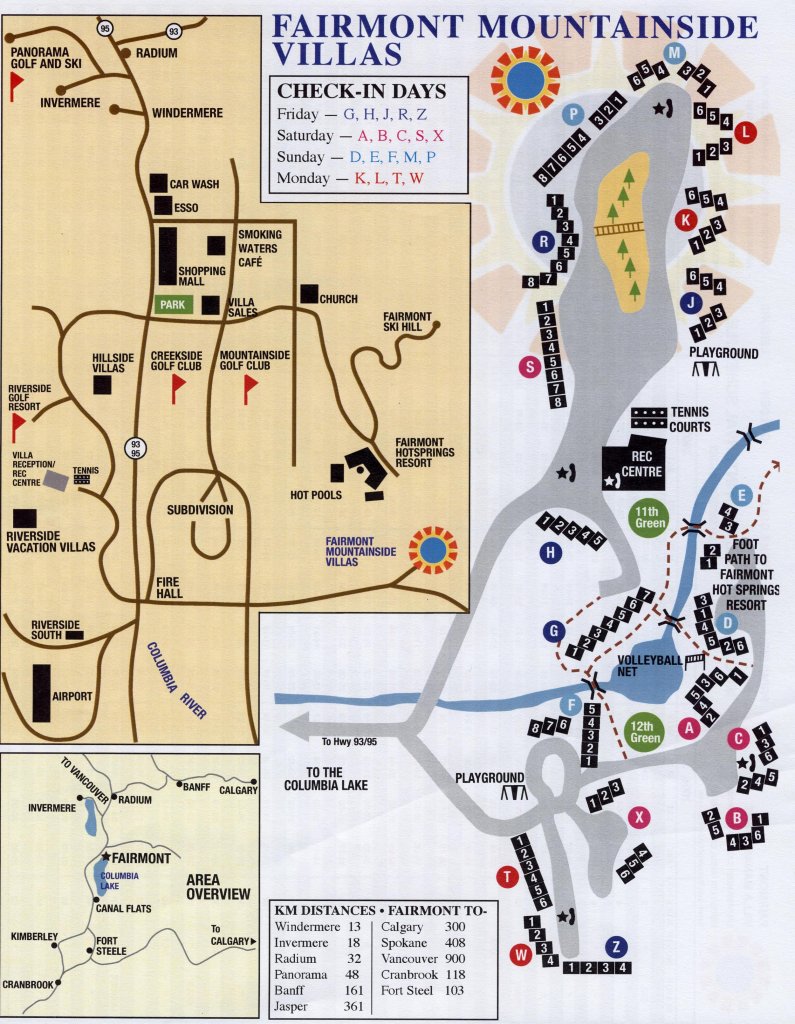 Distances to Fairmont Hot Springs from Fairmont Mountain Vacation Villas