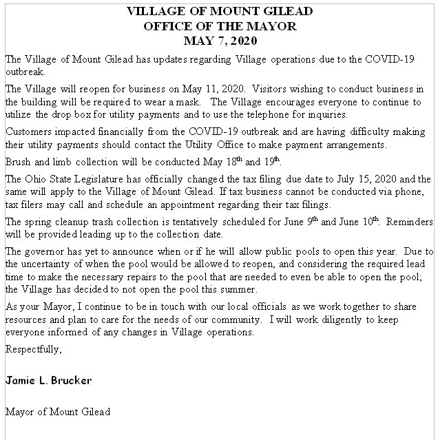 Official Mount Gilead, Ohio  Site in Morrow County