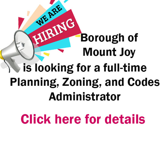 Planning, Zoning and Codes Admin Position Mount Joy Borough PA