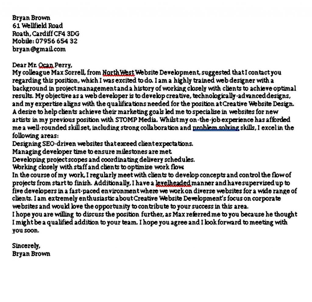 Web Developer Cover Letter Betterteam