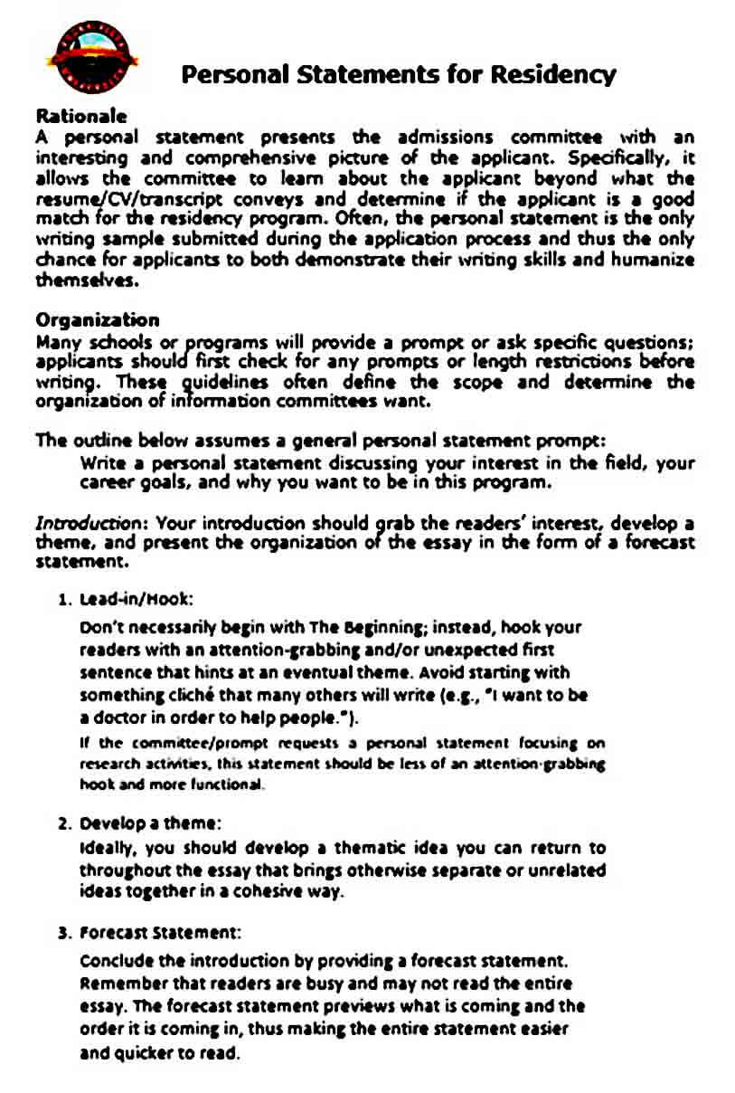 Sample Residency Personal Statement Mous Syusa