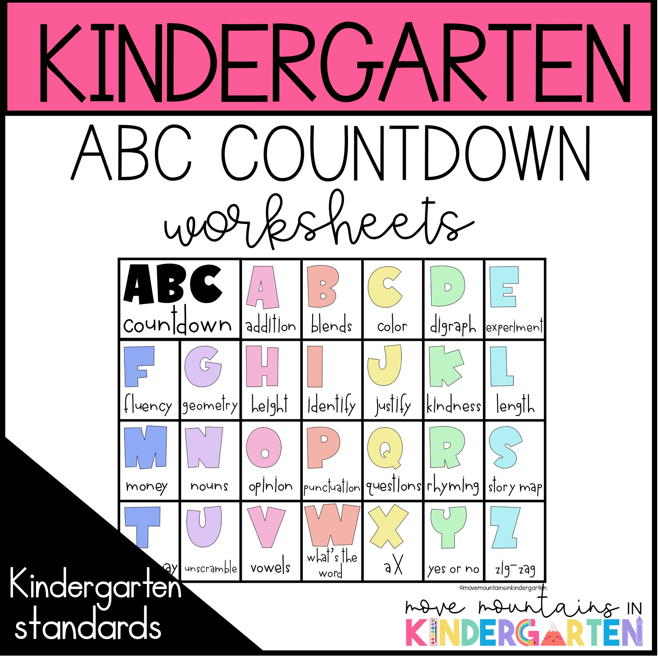 ABC Countdown for Kindergarten Move Mountains in Kindergarten
