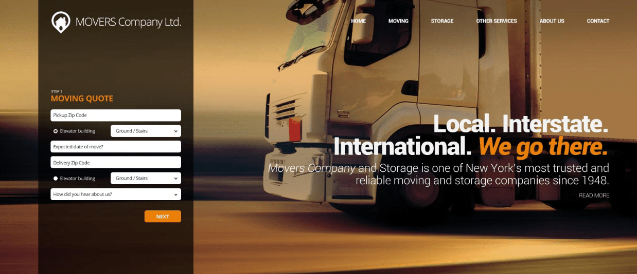Moving company's website design improvement Movers Development