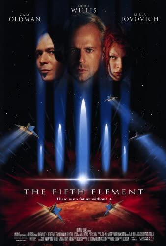 Film poster forThe Fifth Element starring Gary Oldman, Bruce Willis and Mila Jovovich (1997)