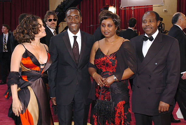 Don Cheadle, nominee Best Actor in a Leading Role for "Hotel Rwanda" with Bridgid Coulter (left), Paul Rusesabagina (far right) and wife Tatiana (2nd from right) Photo Credit: L. Cohen/WireImage